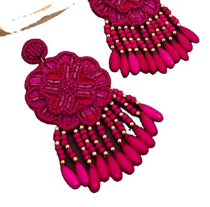 ต่างหูประดับลูกปัดลายดอกไม้ ต่างหูแบบหลายเม็ดลูกปัดสั่งทำได้ สำหรับผู้หญิง เครื่องประดับงานเทศกาล ราคาดีที่สุด ต่างหูประดับลูกปัด - Product Image 1