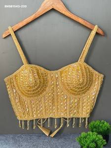 Modern Style Pearl-Beads-Crystal Hand-work <b>Readymade</b> Padded Sleeveless Spaghetti <b>Blouse</b> Collection Online Shopping India - Product Image 5