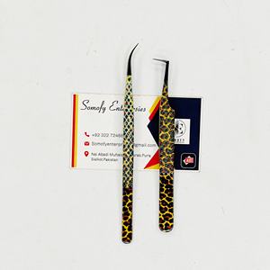 Pinzas Profesionales para Extensión de Pestañas, Acero Inoxidable Sólido, Diseño de Leopardo/Guepardo, Logotipo Personalizado, Recubrimiento de Papel, Precisión - Product Image 1