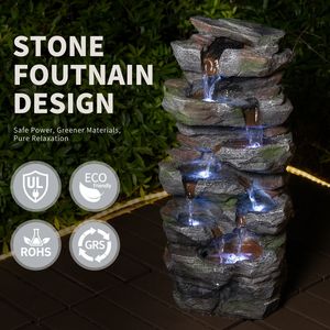 Fontana da Giardino a Cascata da 23 Pollici con Luci LED, Decorazione per Patio, Prato e Cortile, Fontana Esterna in Pietra - Product Image 6