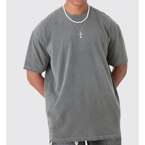 T-shirt homme en coton épais, coupe oversize et carrée, épaules tombantes, manches courtes, motif graphique, style streetwear décontracté - Product Image 3