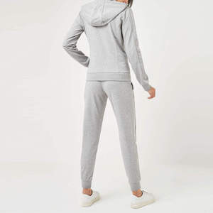 Conjunto de Sudadera con Capucha y Pantalones Grises para Mujer, Chándal Casual de Punto de 2 Piezas, Manga Larga, Color Sólido, para Todas las Temporadas, Corte Regular - Product Image 3