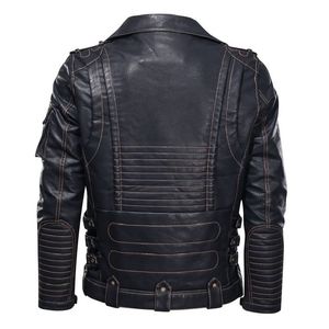 Men Street Wear Leather Winter <b>Jacket</b> High Quality PU Faux <b>Biker</b> <b>Jacket</b> Solid Color Zipper Style Custom Design Fashion <b>Jacket</b> - Product Image 4