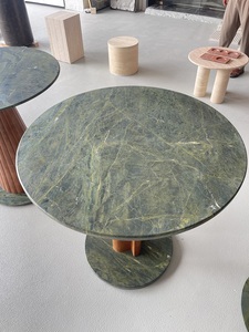 Lujo Brasil <span class=keywords><strong>Vitoria</strong></span> Regia Cuarcita verde Mesa de centro de mármol verde redonda Mesas auxiliares de mármol - Product Image 4