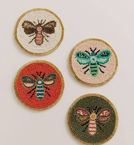 Handmade Durable <b>Beaded</b> Round Mats & Pads <b>Coaster</b> Set Peppermint Swirl Design Bead Embroidery Table Decor Modern HK EXPORTS - Product Image 4