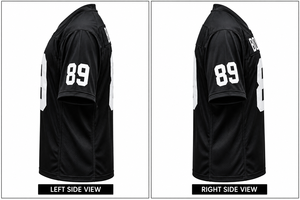Camiseta de Fútbol Americano Negra Personalizada para Hombre, Manga Corta, Estampado en Relieve, Absorbe la Humedad, Números de Equipo, Corte Regular para Adultos, Verano - Product Image 4