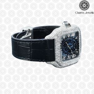 Montre de luxe Charm Jewells en acier inoxydable, boîtier de 40 mm, mouvement mécanique analogique, date automatique, mode vintage pour homme, accents de diamants - Product Image 3