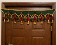 Toran moderne fait main, écologique, en plastique, multifonctionnel, à suspendre à la porte, avec pompons perlés, pour décorations festives de mariage et de maison