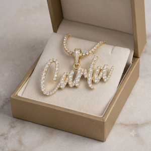 SHRAMAN DIAMOND Pendentif Breloque Lettre Initiale Cursive Personnalisée en Or Massif 14K, Diamant de Laboratoire Taille Brillant, Style Hiphop Tendance, Sertie de Pierres - Product Image 4