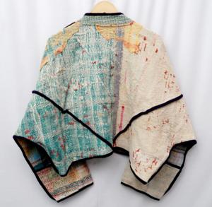 Veste Kantha 100% coton pur, faite à la main, vintage, écologique, respirante, col mandarin, manches classiques, pour femme - Product Image 6