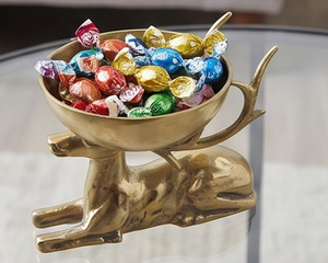 Bol décoratif en métal en forme de tête de cerf, design vintage fait main, idéal pour servir des en-cas, des salades et des légumes. - Product Image 3
