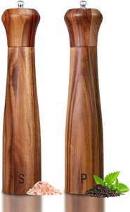 Acacia Wooden <b>Salt</b> and Pepper Grinder Set 8 Inches Refillable | <b>Salt</b> and Pepper Mills Adjustable <b>Coarseness</b>, Acacia Wood - Product Image 2