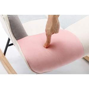 Fauteuil à bascule patchwork confortable de 36,6 pouces avec accoudoirs et pieds en bois massif pour salon - Product Image 5