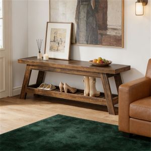 Double Seat Entrance <b>Bench</b> with Storage Space for Lobby or <b>Shoe</b> Rack - Product Image 1