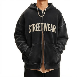 Nouvelle Arrivée – Sweat à Capuche Zippé Homme Hiver en Polaire 100% Coton, Coupe Oversize, Épaules Tombantes, Broderie Personnalisée de Haute Qualité - Product Image 1