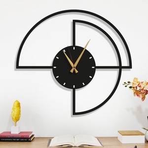 Horloge murale minimaliste moderne, design circulaire en métal, mouvement mécanique, affichage des heures par sonnerie, aiguilles, couleur noire - Product Image 3
