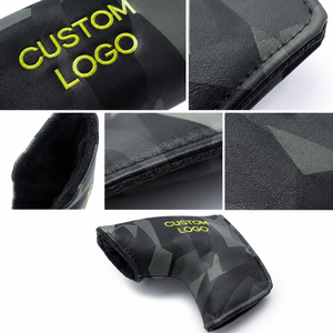 Housse de tête de club de golf respirante avec logo personnalisé, motif géométrique, en cuir PU, protection pour driver, hybride et fer, design imprimé, bande élastique - Product Image 3