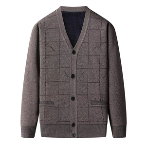 Pull cardigan à col en V pour homme, manches longues, boutons, couleur unie, tricoté, vente en gros, pour l'hiver, logo personnalisé - Product Image 3