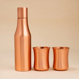 Luxury Forest Green Solid Copper Hydration <b>Flask</b> Smooth Velvet-Touch Matte Body Reusable <b>Bottle</b> - Product Image 3