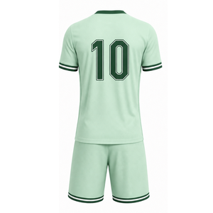Ensemble de maillots de football unisexe personnalisables vert clair 10 respirant 100 % polyester pour adulte, impression par sublimation sans couture - Product Image 1