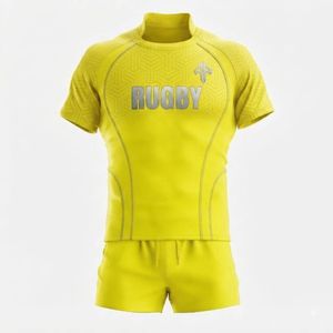 Nouvel uniforme de rugby sportif avec impression par sublimation, manches courtes, 100% polyester, qualité supérieure, logo personnalisé pour hommes - Product Image 2