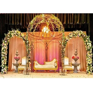 Arche de mariage en fer forgé, décoration de scène, dôme en métal forgé floral, scène de mariage, style dôme de mariage, décoration de scène d'arche, États-Unis - Product Image 1