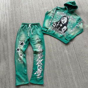 Ensemble survêtement décontracté noir personnalisé avec sweat à capuche zippé et pantalon de jogging – Écologique, respirant, séchage rapide, léger, mélange de coton, style streetwear 2-en-1 - Product Image 5