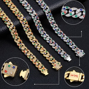 Bracelet cubain en argent 925 pour homme, serti de moissanite multicolore, style hip-hop, léger, chaîne de créateur, cadeau de luxe - Product Image 4
