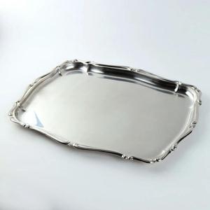 Oval Silver Decorative Tray With Gold Beads Snacks Cookie Serving Dish <b>Mirror</b> Polish Stainless Steel Trays Premium Quality - Product Image 3