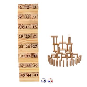 Blocs empilables en bois numérotés CH avec jeu de dés, design imitation antique peint, respectueux de l'environnement, pour jeux de société - Product Image 3