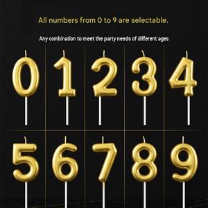 Vela de Cumpleaños con Número Dorado de 6 cm TOOWIN – Decoración para Fiestas, Vela Chapada en Oro para Pasteles y Repostería - Product Image 1
