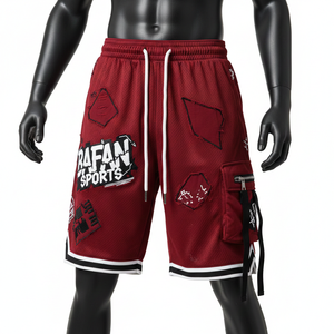 Pantalones cortos de baloncesto para hombre, de alta calidad, tela de poliéster de malla transpirable, estilo panelado, con logo personalizado, pantalones cortos de baloncesto para entrenamiento. - Product Image 1