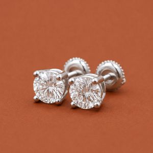 Minimalist 925 Sterling Silver Round <b>Moissanite</b> Diamond Daily Wear Stud <b>Earrings</b> - Product Image 2