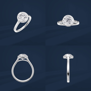 Anillo de Compromiso de Platino PT950 con Diamante de Corte Brillante Redondo y Halo para Mujer, Estilo Clásico, Joyería Fina - Product Image 6