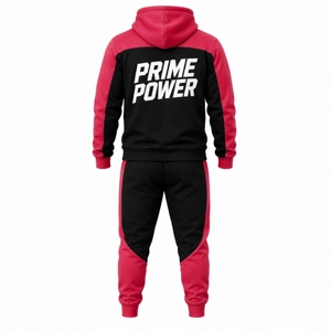 Ensemble de survêtement pour homme Prime Power, sweat-shirt et pantalon sportifs à capuche avec blocs de couleur, fermeture à cordon de serrage sur toute la longueur, directement de l'usine - Product Image 2