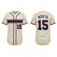 Maillot de baseball vintage à rayures fines, manches courtes, imprimé, en maille respirante, polyester, uniforme pour ligues de baseball amateur