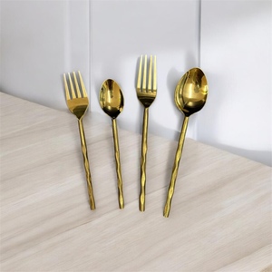 Gold Plated Cutlery Set <b>Mirror</b> Finish Long Handle Modern Luxury Design Spoon Fork Dinnerware - Product Image 3