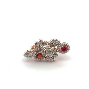 Fashion Rose Gold Finger <b>Ring</b>, Red Diamond and <b>Crystal</b> Studded Floral Cluster <b>Ring</b>, High-Quality Wedding Party Statement Jewelry - Product Image 1
