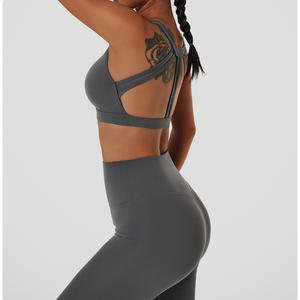 Soutien-gorge de sport pour femme, haute qualité, avec logo personnalisé, en tissu recyclé, pour yoga, gym et fitness, avec détails de couture au col, vêtements d'entraînement - Vente chaude - Product Image 5