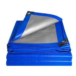 Lona laminada tejida de uso industrial impermeable para cubierta de camión PE de poliéster azul plateado naranja de peso pesado personalizada - Product Image 4