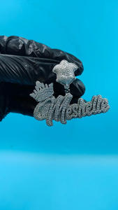<b>Custom</b> Crown Logo <b>Name</b> Pendant Iced Out <b>Necklace</b> 925 Silver Moissanite GIA Gold Plated Hip Hop Jewelry Gift - Product Image 1