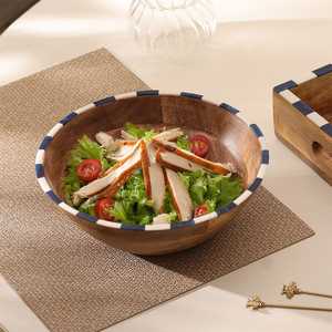 Premium Modern Rustic Acacia Wood Bowl Stylish Round Serving Dish for Dining, Salad & Snack Presentation - Product Image 5