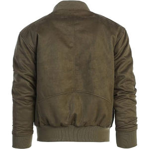 2026 OEM Premium Olive Green Faux <b>Suede</b> Stand Collar Front Men's High Quality Low MOQ Low Price Winter Windproof Bomber <b>Jacket</b> - Product Image 6