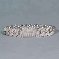 Bracelet SHREYA DIAM en Moissanite, maillons cubains, plaqué argent 925, 0,3 mm d'épaisseur, coupe glacée, unisexe, bijoux Hip Hop personnalisés, micro-pavé