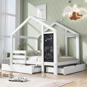 Letto a Castello Bianco con Opzione a Due Moduli, Lavagna e Cassetti per Bambini - Product Image 6
