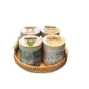 Tarros de Almacenamiento de Bambú Hechos a Mano con Tapa Decorativa de Madreperla, Recipientes para Dulces y Semillas, para Regalo y Uso Doméstico - Product Image 5