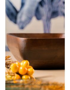 Tazón de madera hecho a mano con diseño floral en colores coral, amarillo, verde y negro, tazón decorativo para servir en la cocina, el hogar o como regalo. - Product Image 6