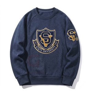 Sweat-shirts à épaules tombantes 100% coton, sweat-shirt à capuche, vente en gros d'usine, impression de logo personnalisée, sweat-shirt à col rond - Product Image 6