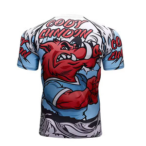 Men's Full Sleeve Rash Guard With Blue Leaf Print And Neon Yellow Sleeve Anti-Uv Swim <b>Shirt</b> <b>Compression</b> Top - Product Image 1