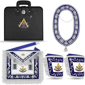 Ensemble complet de regalia maçonniques pour Ancien Maître de Loge Bleue, broderie en bullion, tablier brodé à la main, collier à chaîne - Product Image 5
